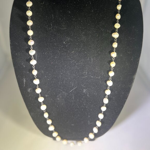 Silpada Sterling Silver Pearl Necklace Flirty 32" Long Retired - Picture 3 of 7